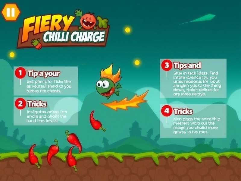 Fiery Chilli Charge gameplay screenshot showing a character jumping over chili obstacles
